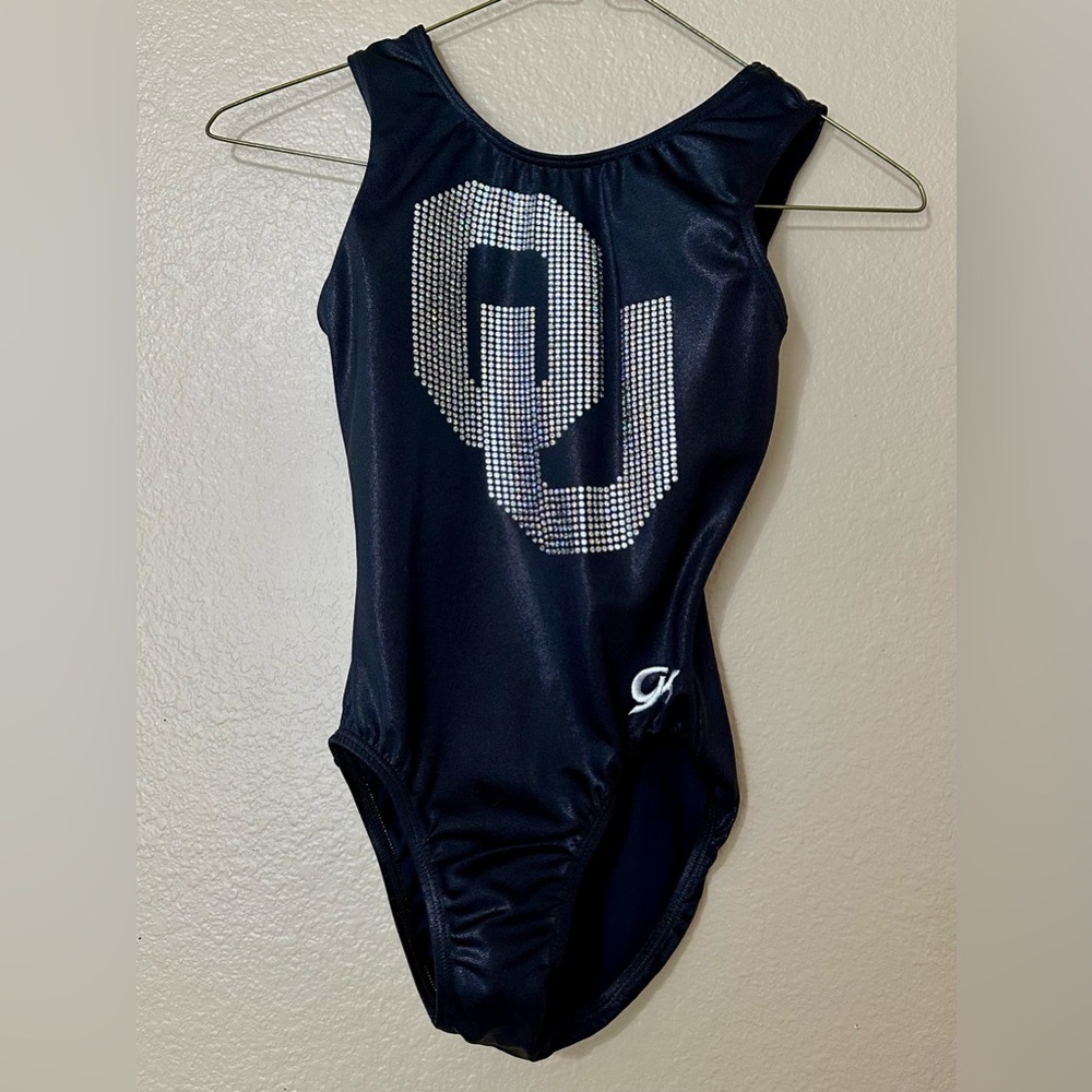 GK Elite Black OU Sooners University of Oklahoma Gymnastics Leotard